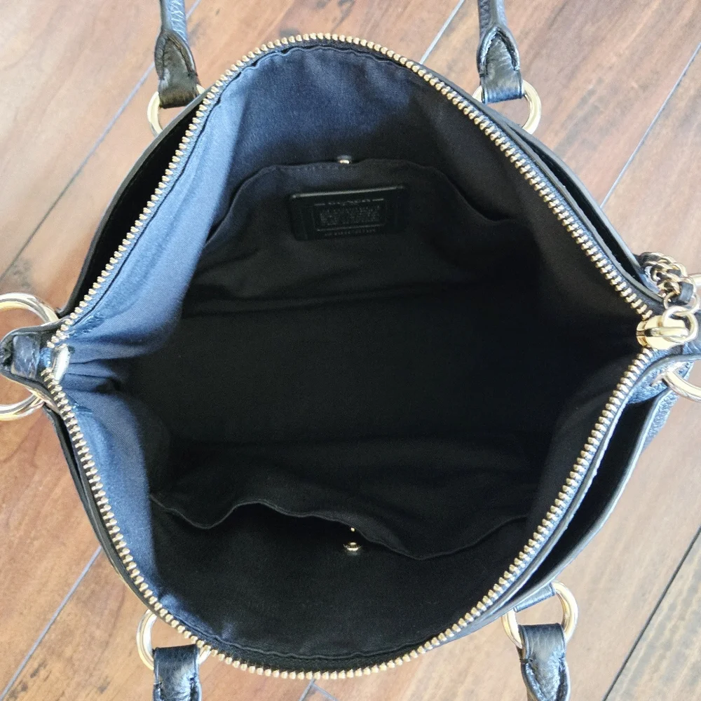 Coach F77884 Mia Pebbled Black Leather Convertible Satchel Top Handle Handbag - Picture 11 of 16